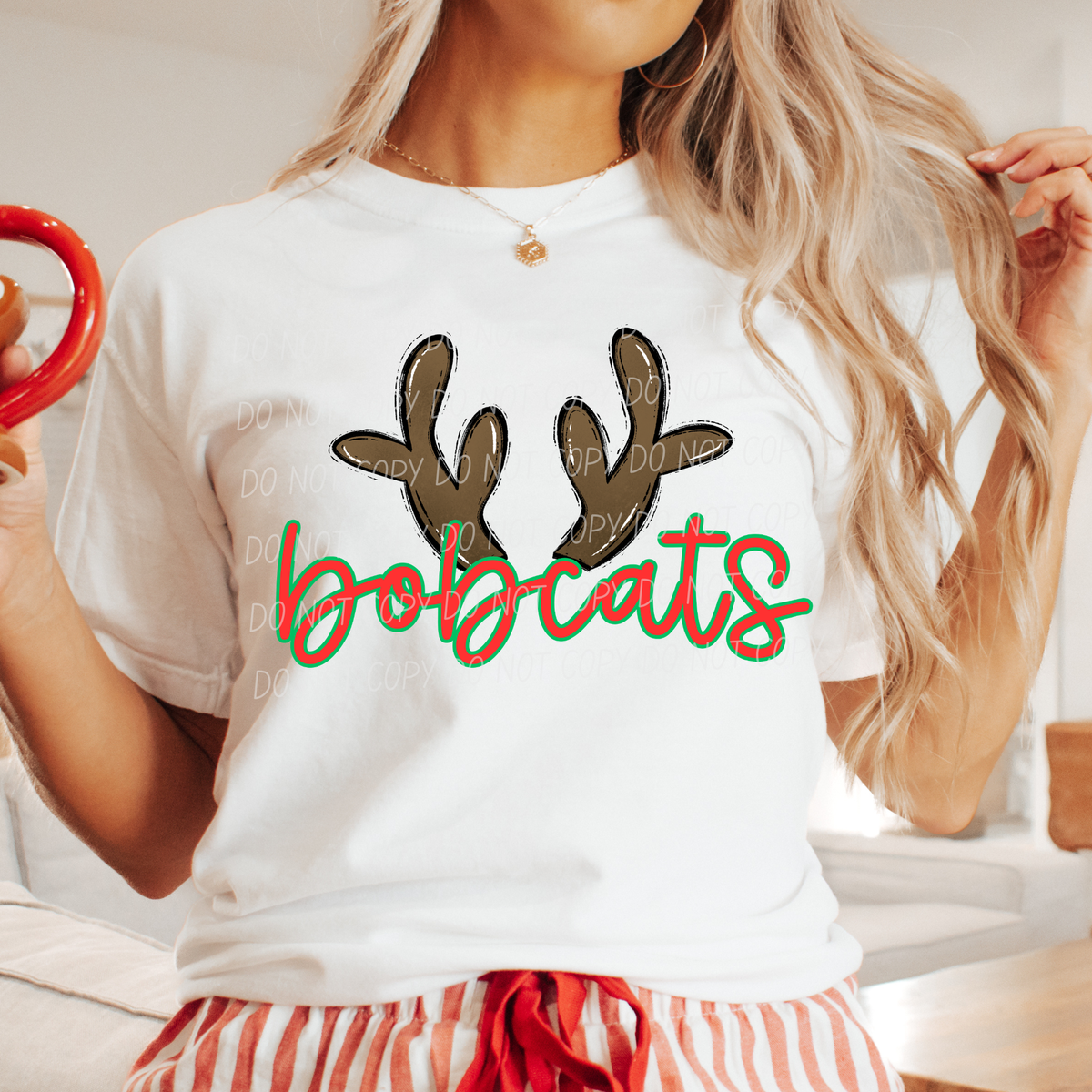Bobcats with reindeer antler (city) DTF Transfer