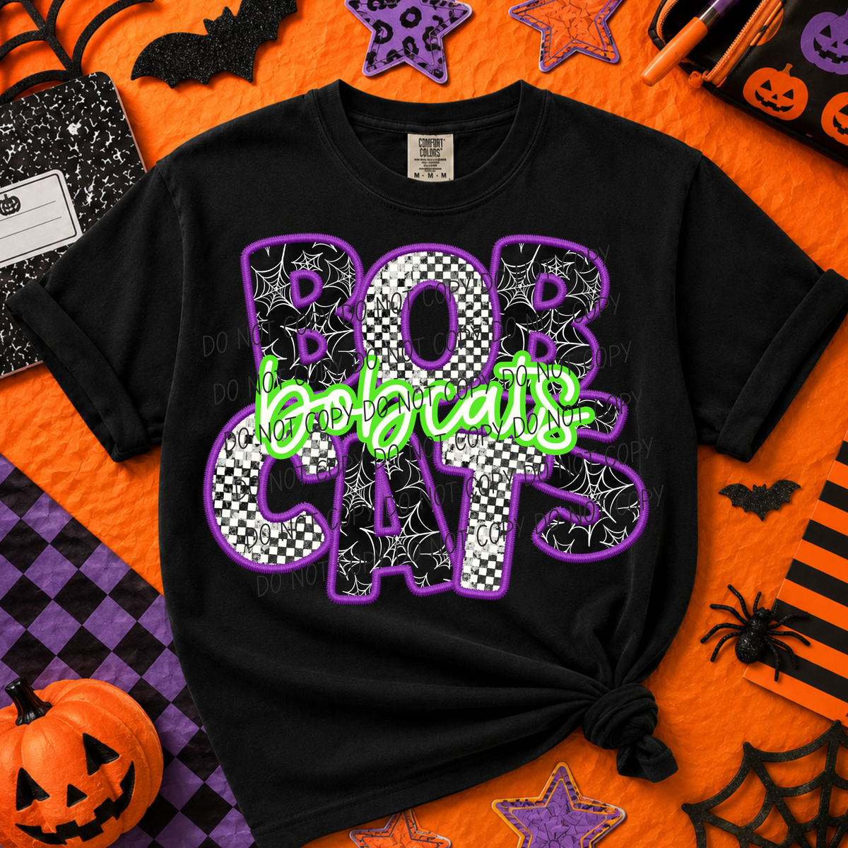 Bobcats-Purple/Green Halloween Font (CITY) DTF Transfer