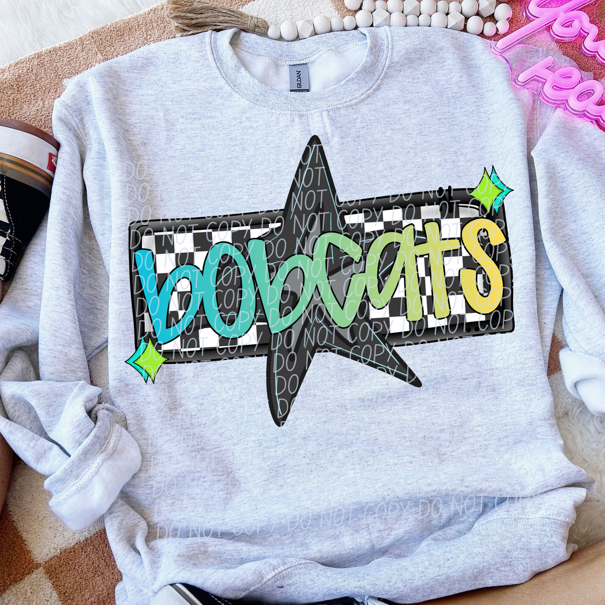 Bobcats Skater Boy Mascot (City) DTF transfer