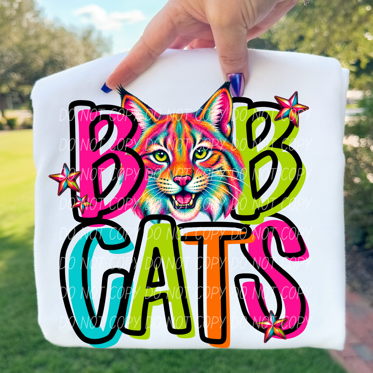 bobcats rainbow stacked with head (city) DTF Transfer