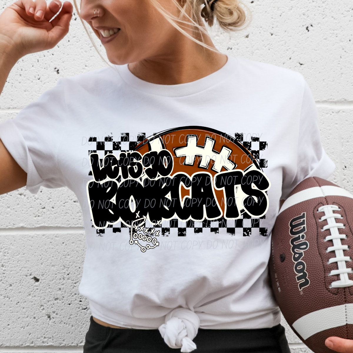 Let's go Bobcats (checkered background) (City) DTF Transfer