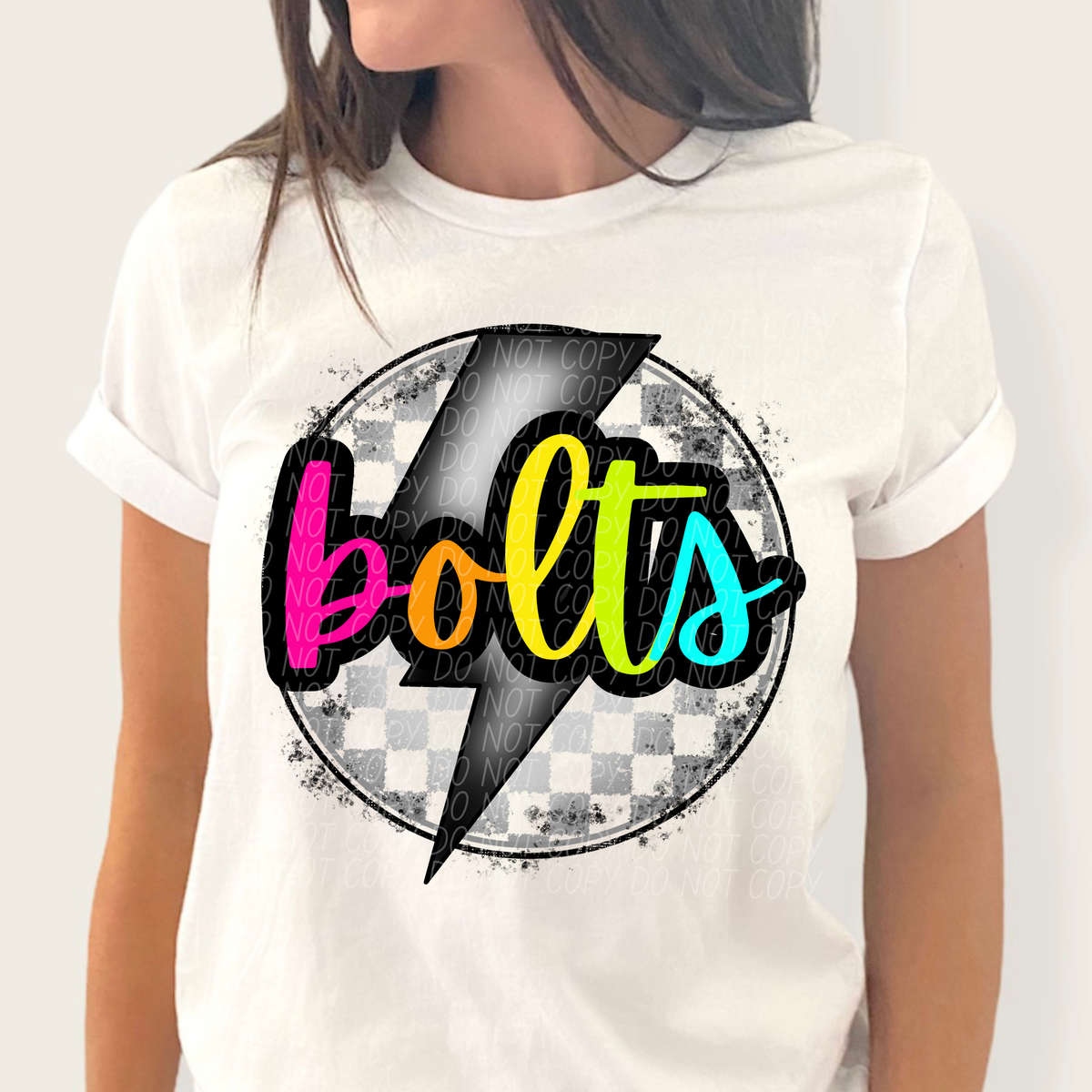 Bolts BRIGHT COLORS FONT lightning bolt circle CITY DTF transfer