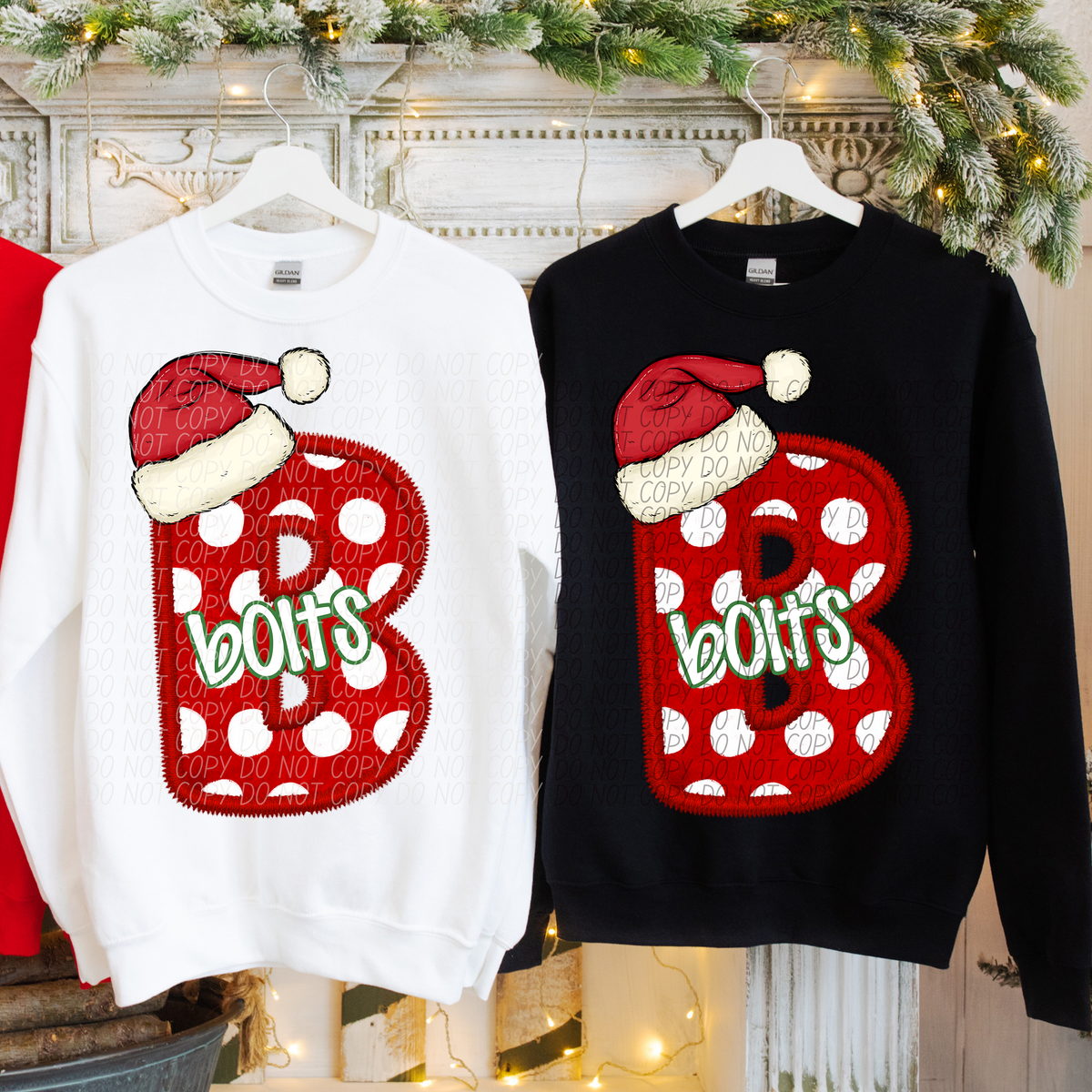B Bolts Christmas Faux Embroidery (CITY) 66268 DTF transfer