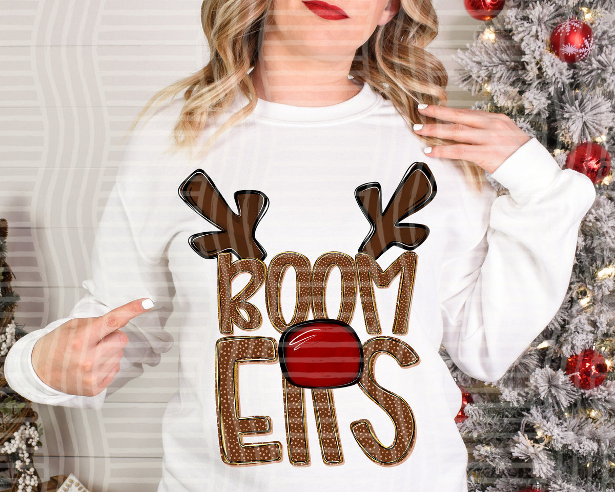 boomers deer antlers mascot red nose (caplinger) DTF Transfer