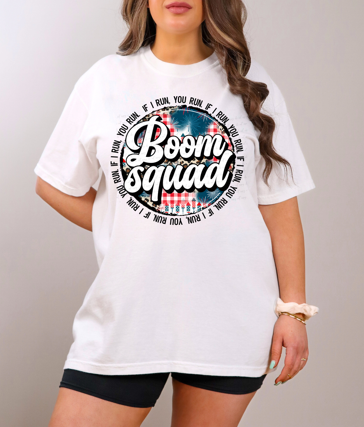Boom Squad Fourth Of July Circle If I Run You Run 116132 DTF Transfer