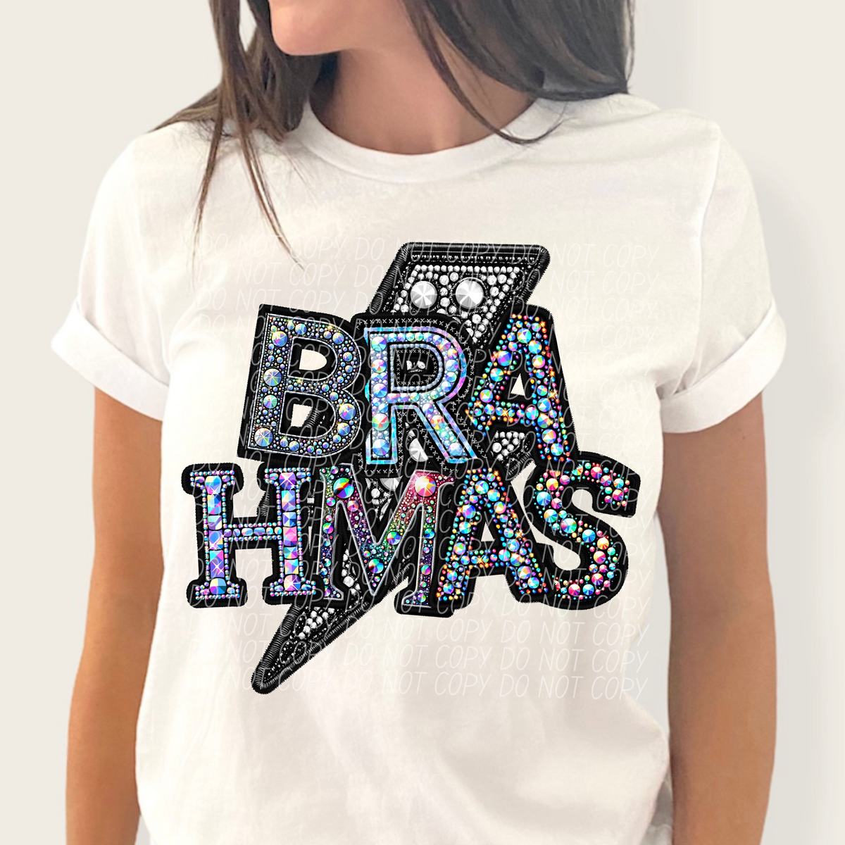 Brahmas lightning bolt rhinestones (city) 45255 DTF transfers