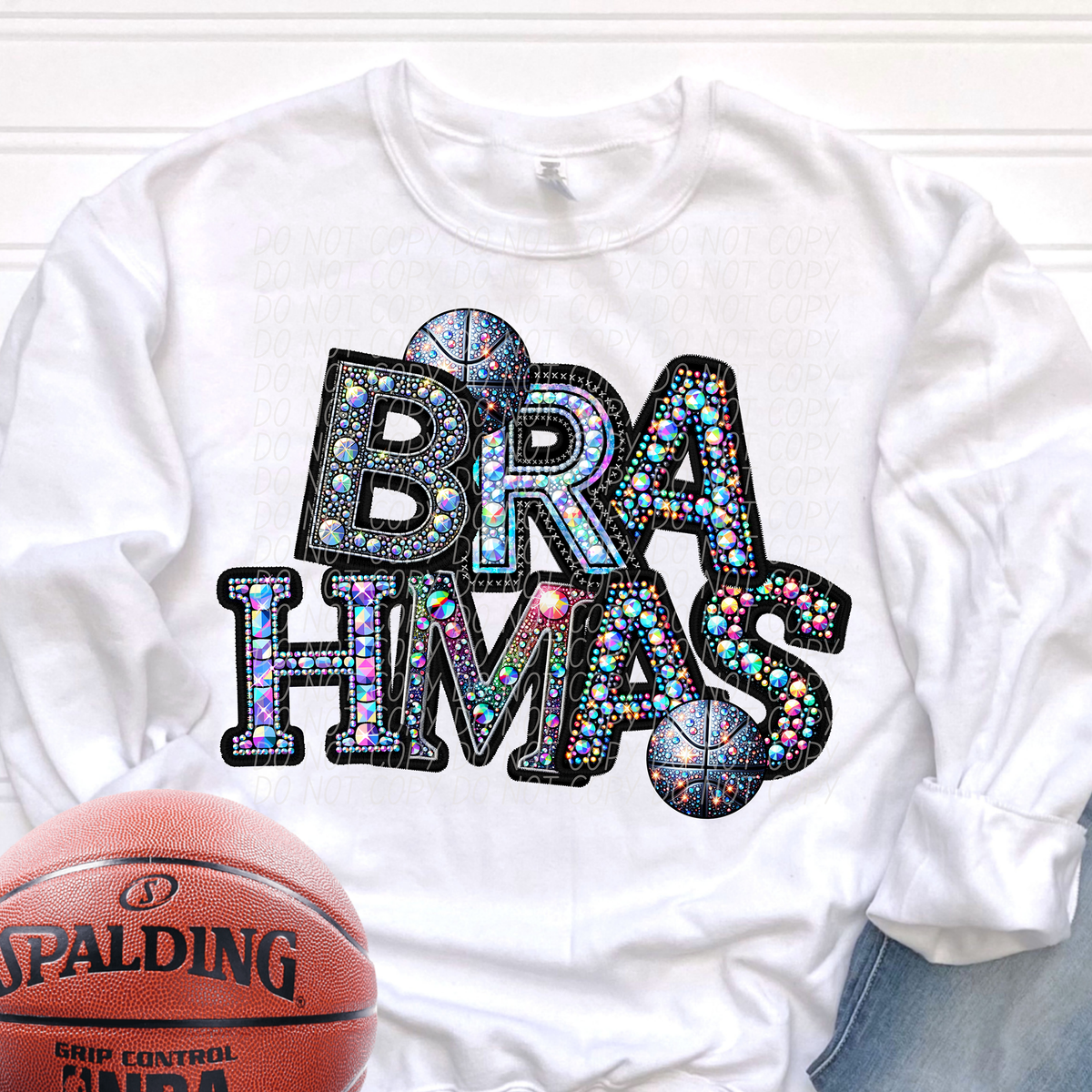 Brahmas Basketball Rhinestone (CITY) 66490 DTF transfer