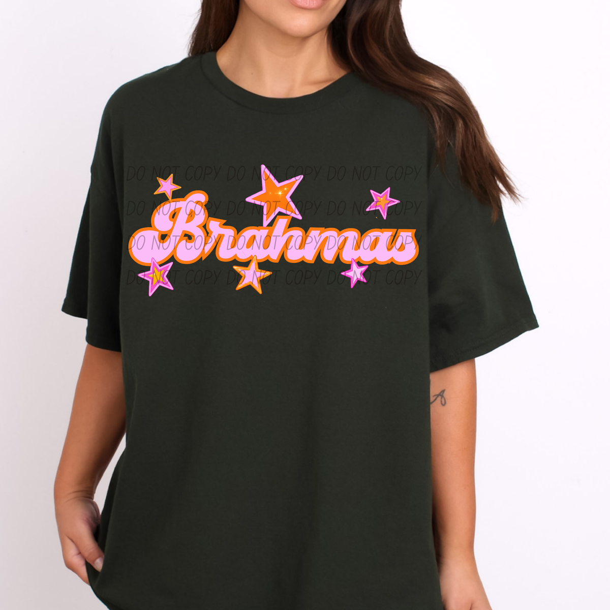 brahmas pink orange stars (city) DTF transfer