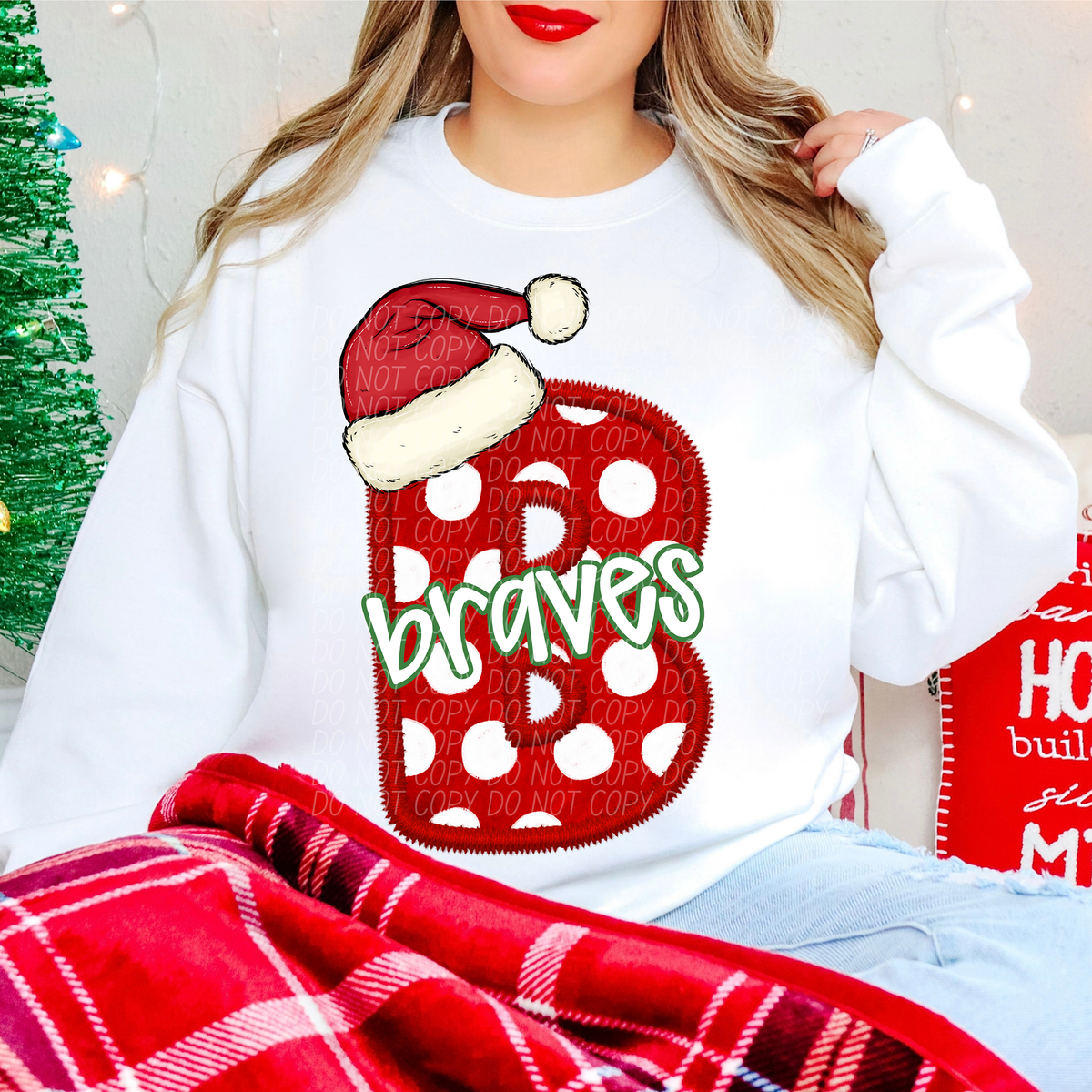B Braves Christmas Faux Embroidery (CITY) 66270 DTF transfer