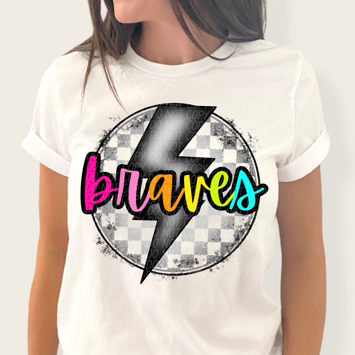 Braves BRIGHT COLORS FONT lightning bolt circle CITY DTF transfer