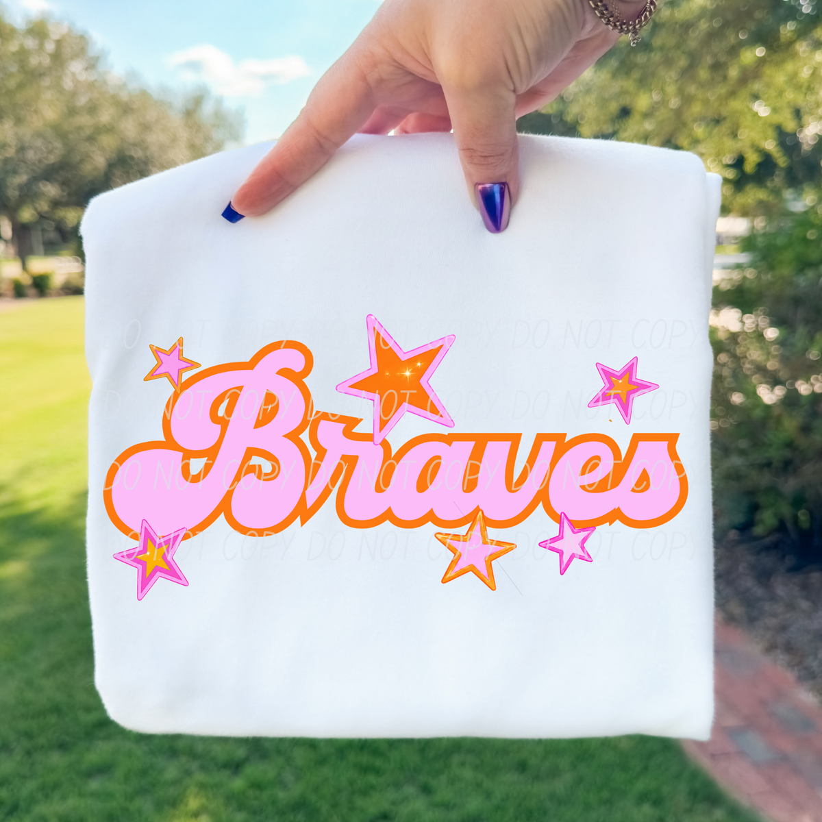 braves pink orange stars (city) DTF transfer