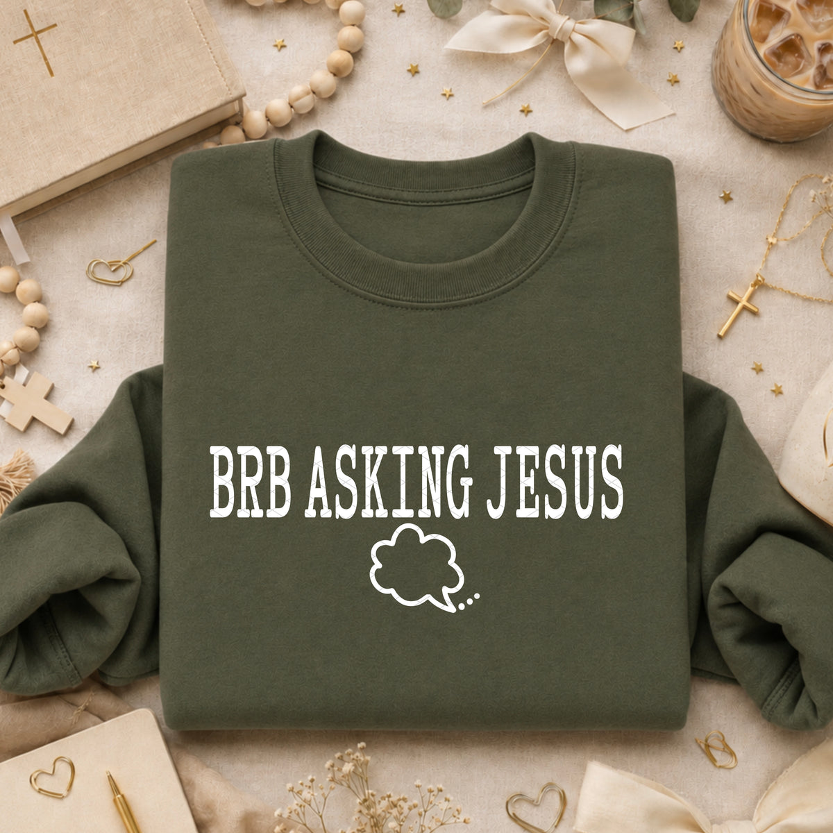 BRB asking Jesus WHITE (SDD) DTF Transfer