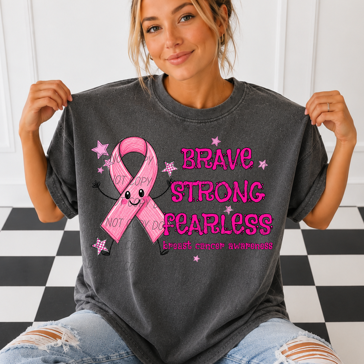 Brave Strong Fearless-happy ribbon (CITY) DTF Transfer
