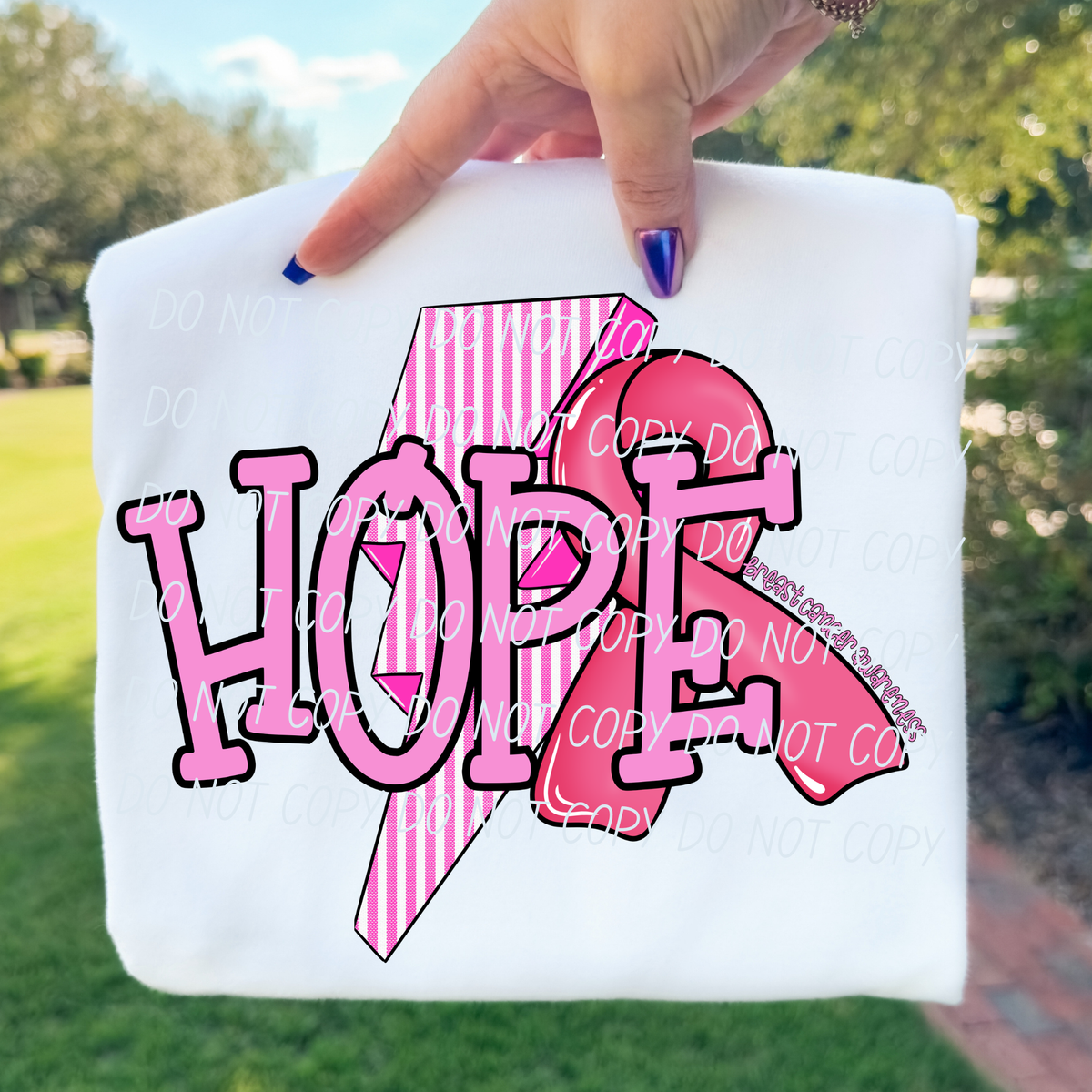 Hope-lighting bolt and ribbon-PINK (CITY) DTF Transfer