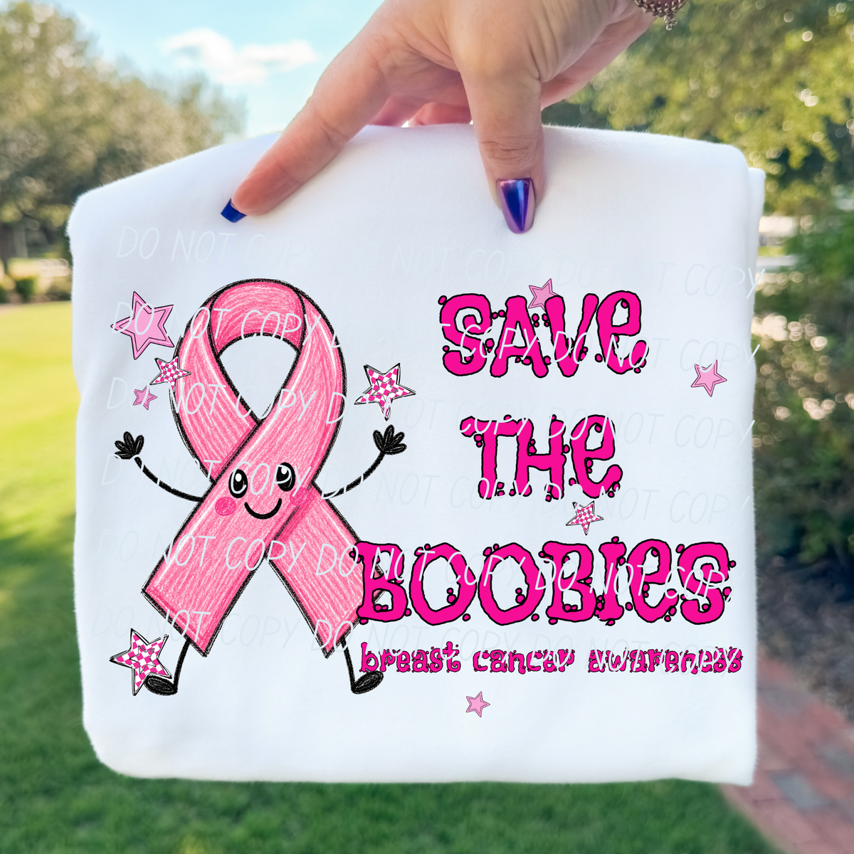 Save the boobies-happy ribbon (CITY) DTF Transfer