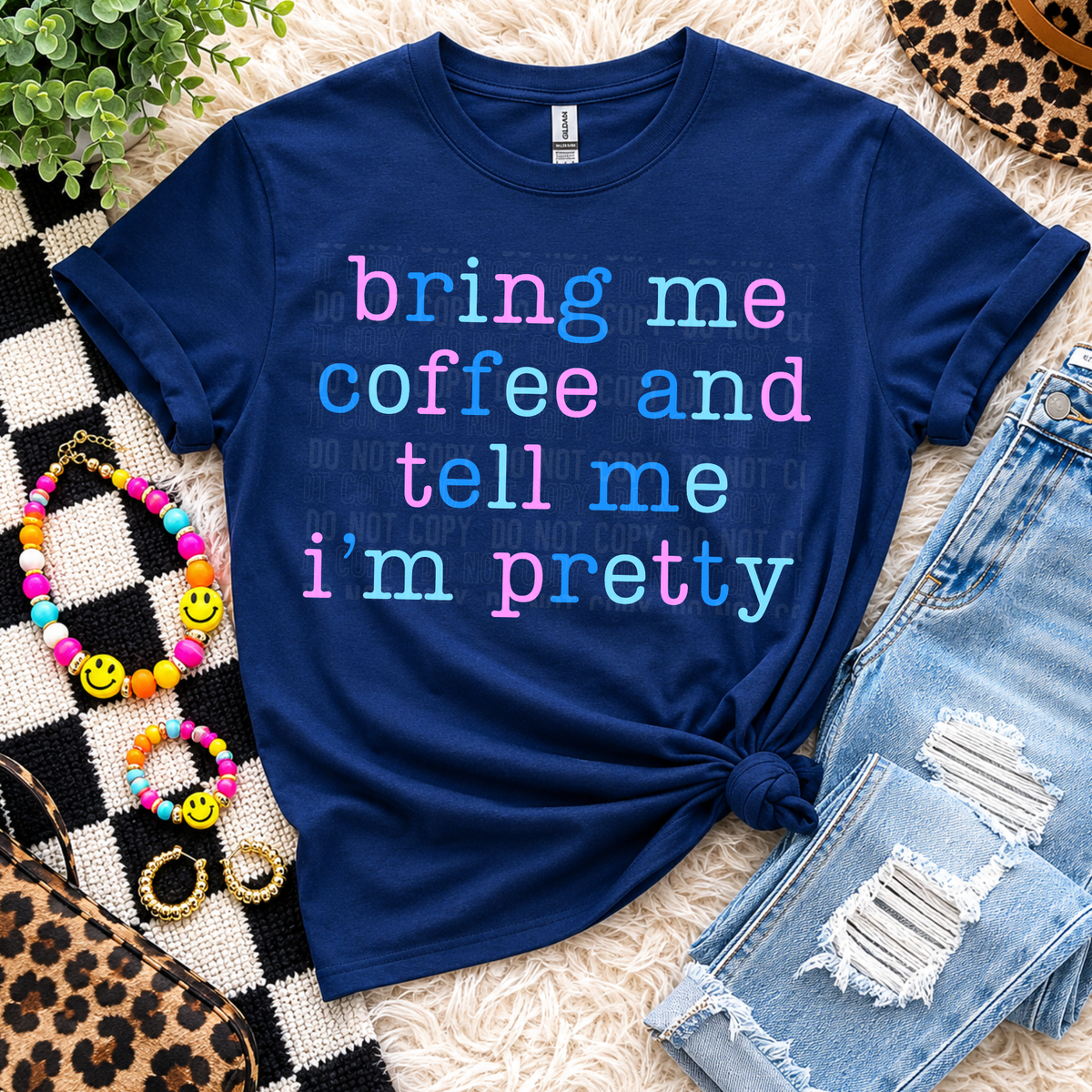 Bring me coffee and tell me I'm pretty purple and blue (SBB) DTF Transfer