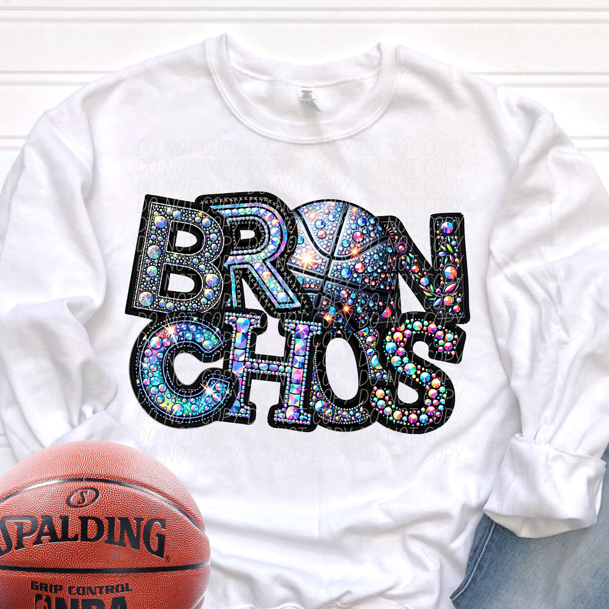 Bronchos Basketball Rhinestone (CITY) 66492 DTF transfer