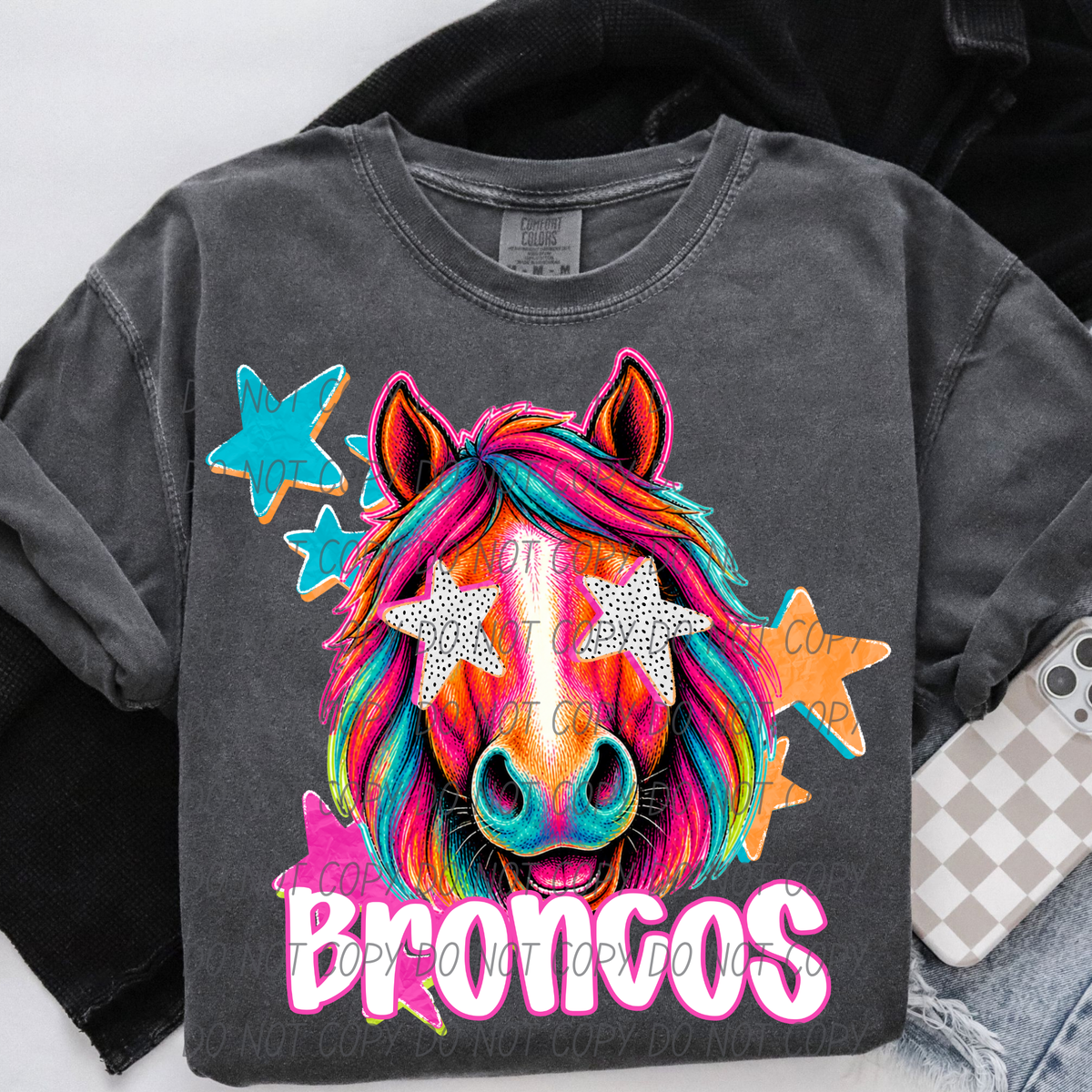 broncos pop art with stars (CITY) DTF Transfer
