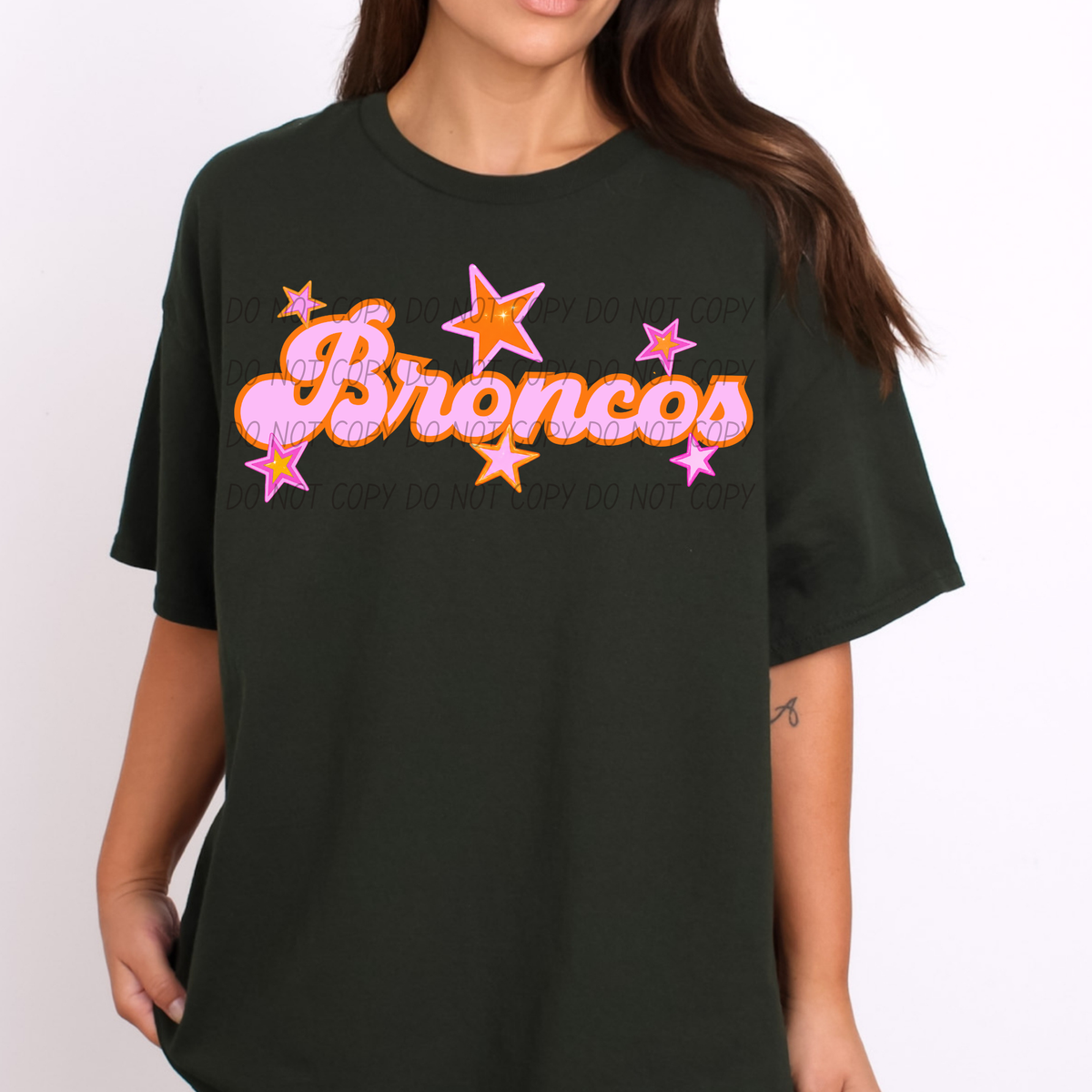 broncos pink orange stars (city) DTF transfer