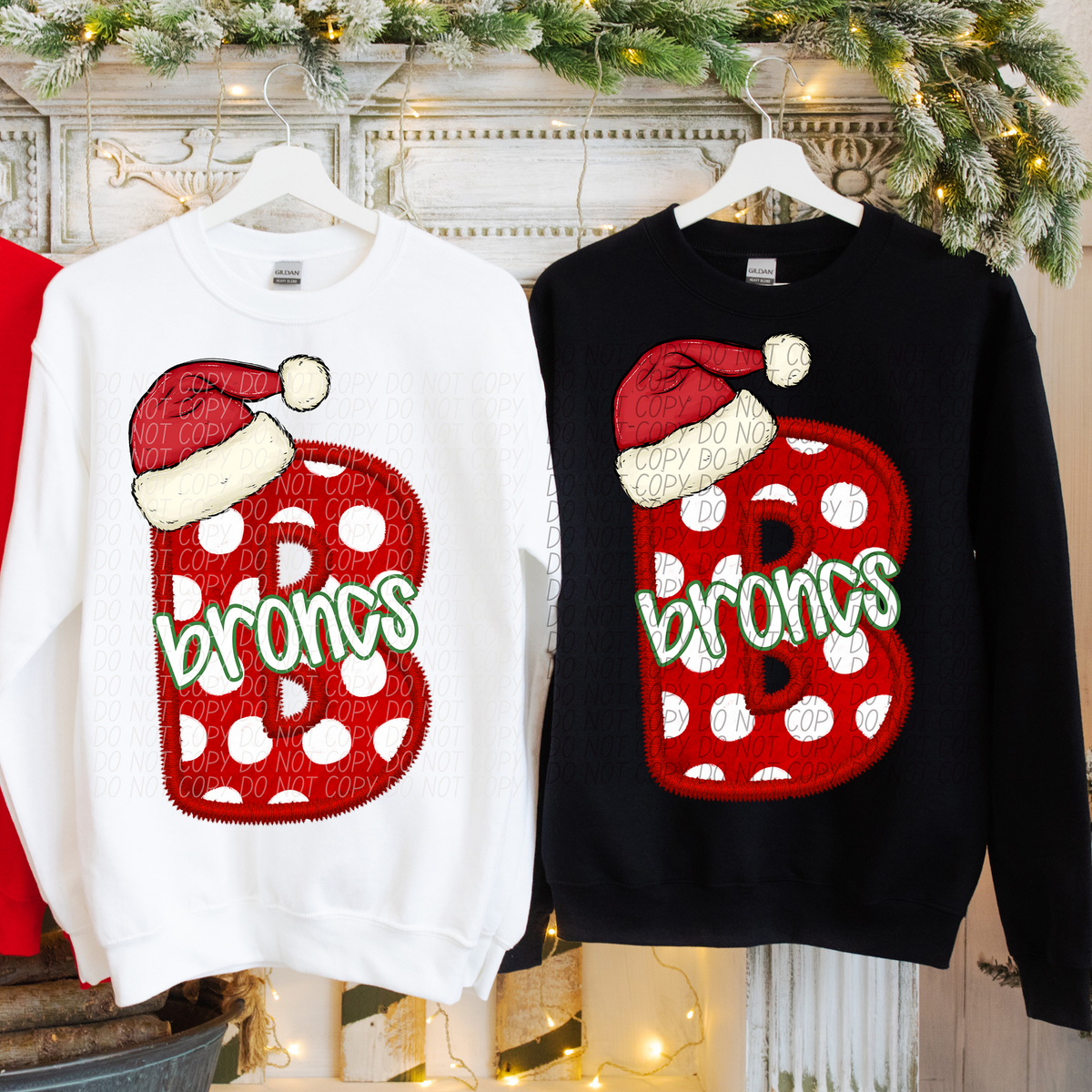 B Broncs Christmas Faux Embroidery (CITY) 66272 DTF transfer