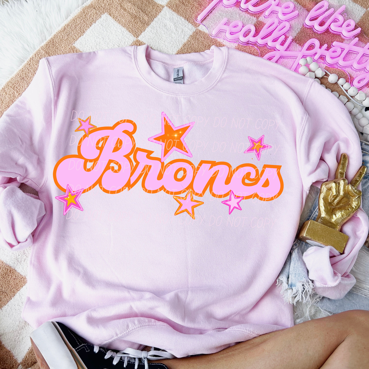 broncs pink orange stars (city) DTF transfer