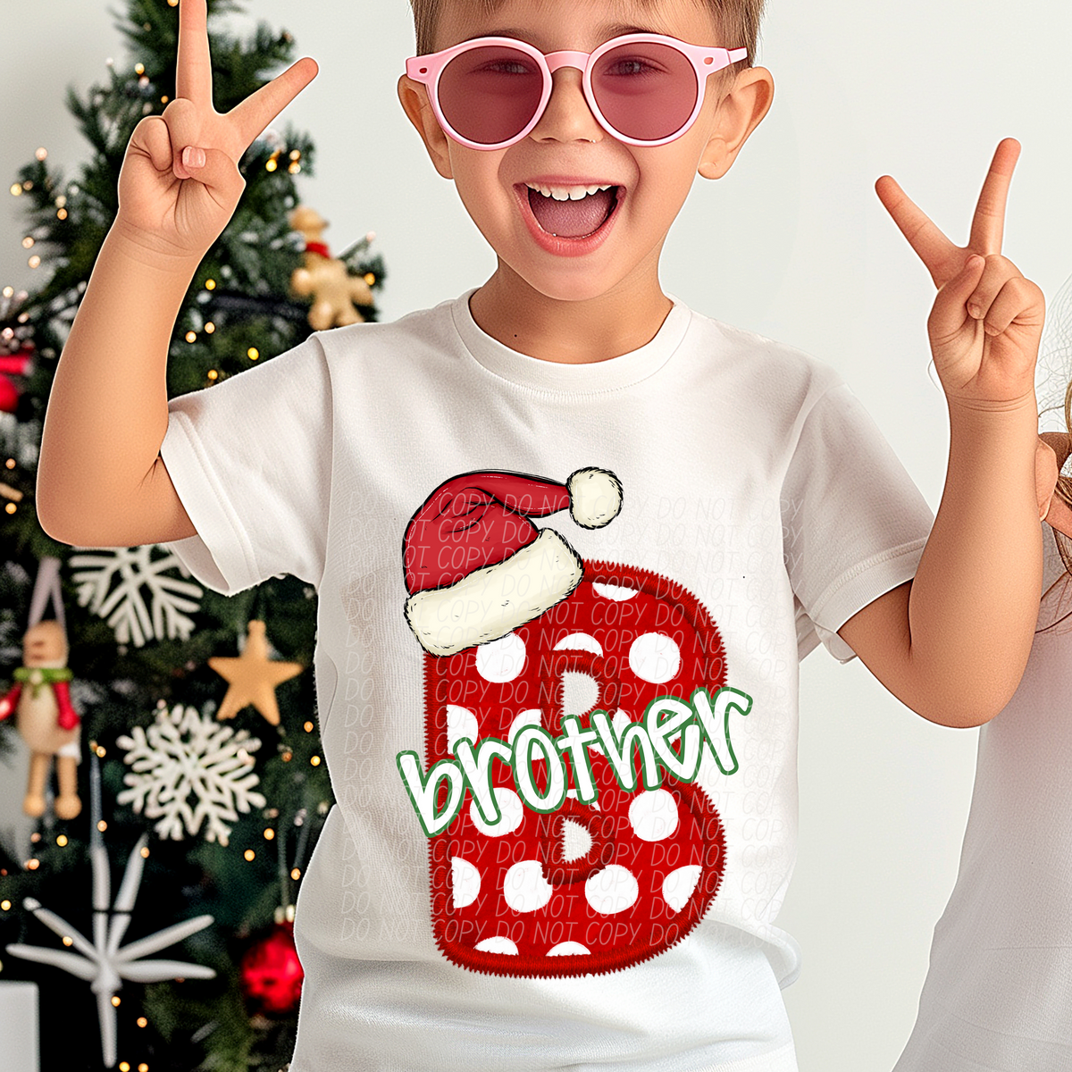 Brother Polka Christmas Faux Embroidery 66559 DTF transfer