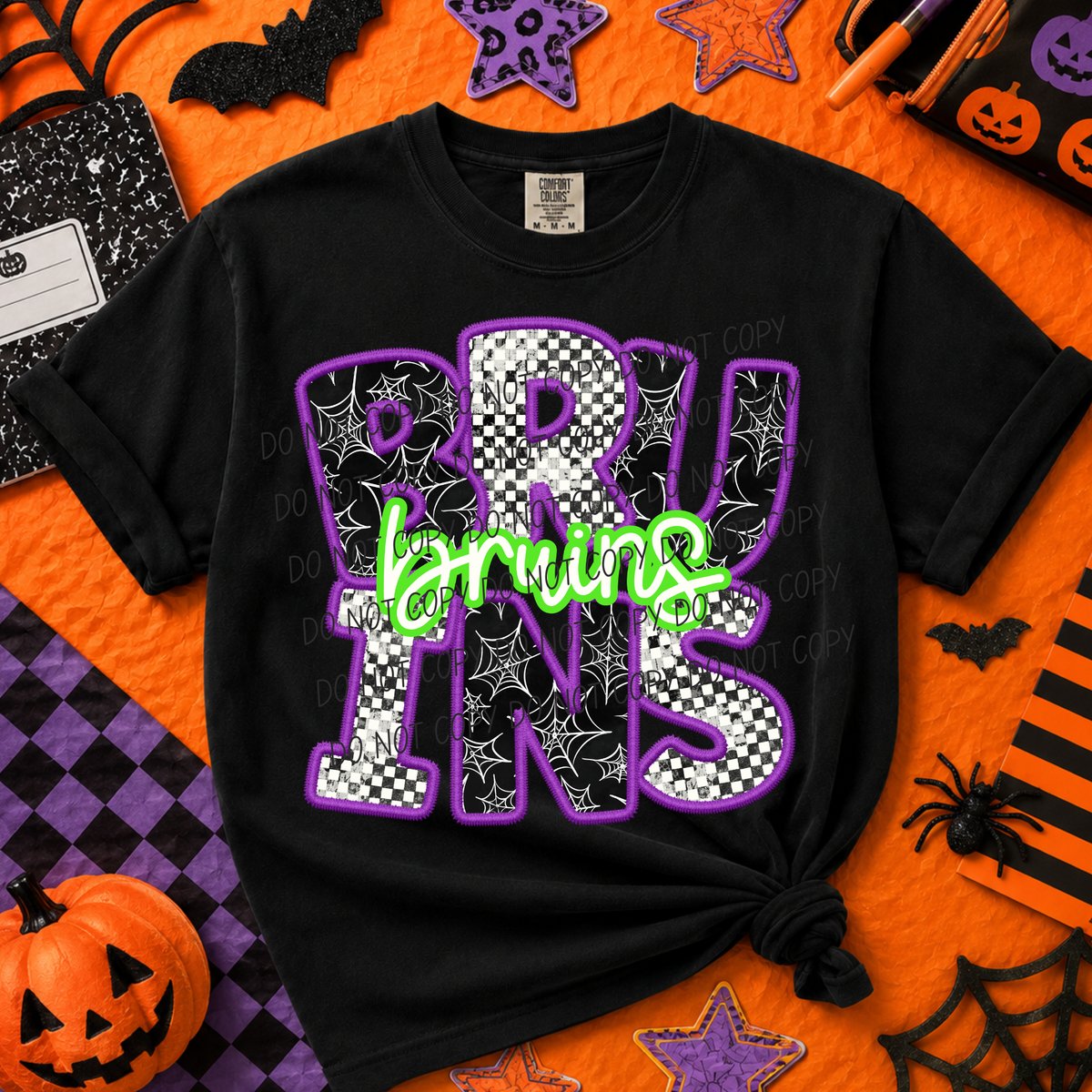 Bruins-Purple/Green Halloween Font (CITY) DTF Transfer