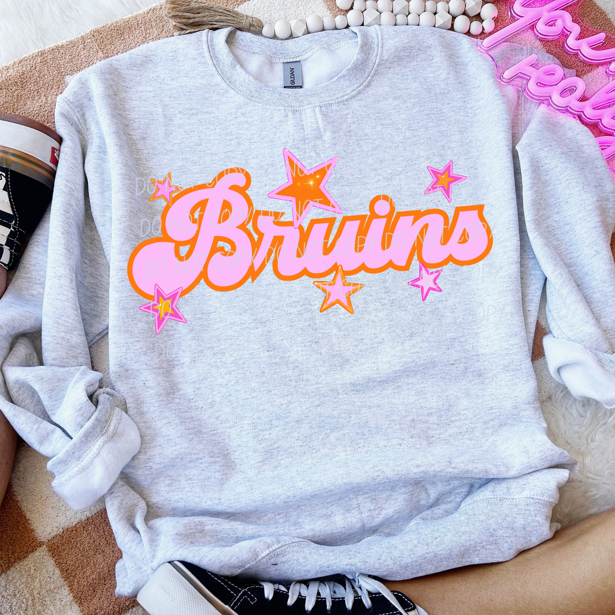 bruins pink orange stars (city) DTF transfer