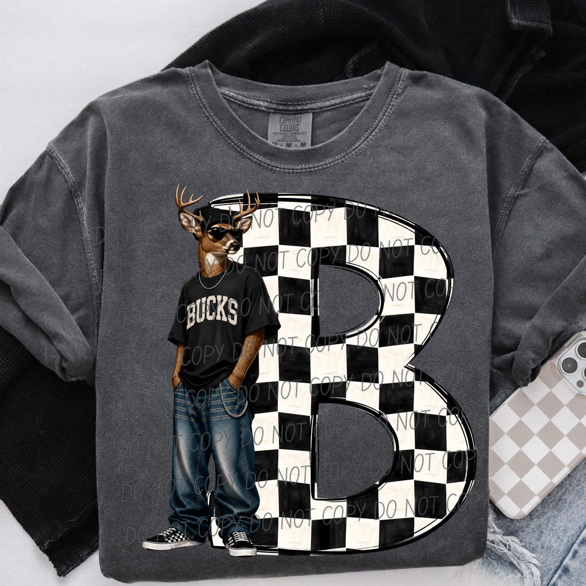 Bucks sideline sweatshirt mascots (City) DTF Transfer