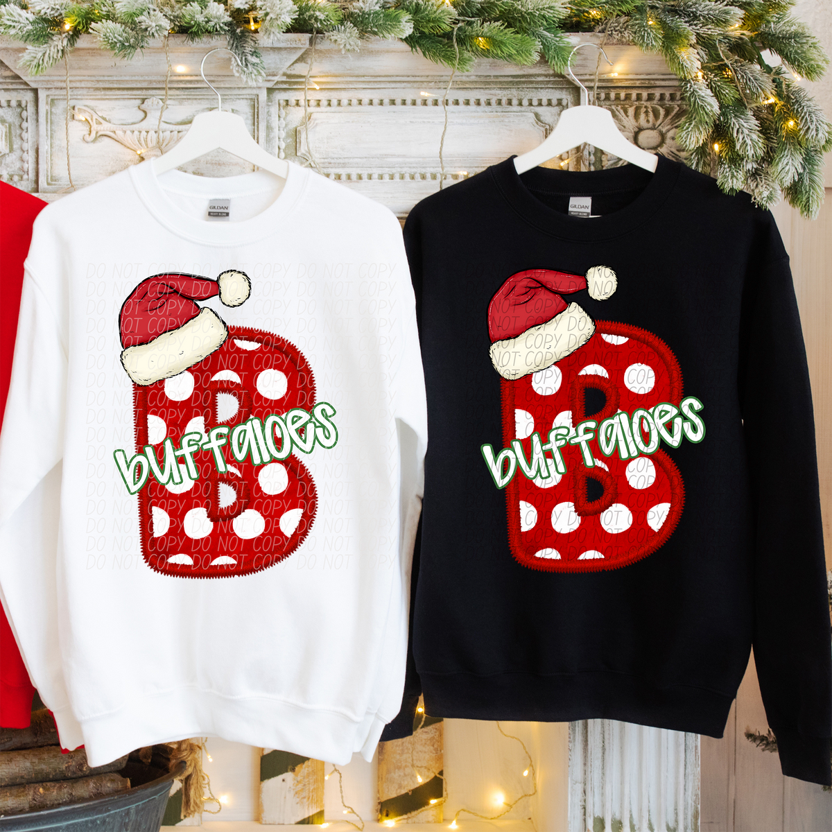 B Buffaloes Christmas Faux Embroidery (CITY) 66275 DTF transfer