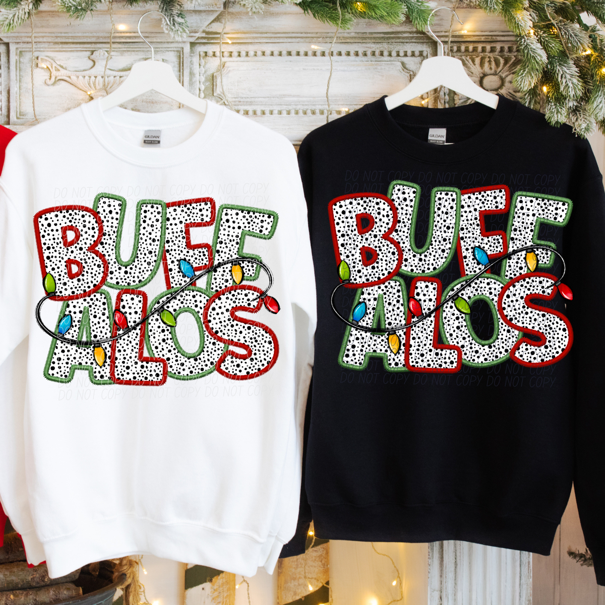 Buffalos Christmas Light Mascots (City) DTF Transfer