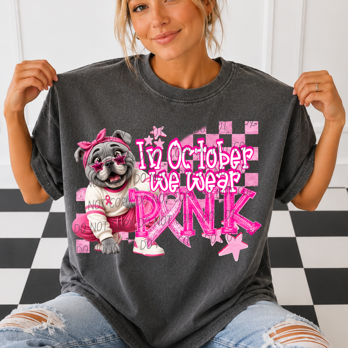 BULLDOGS 2- in October we wear pink (city) DTF transfer