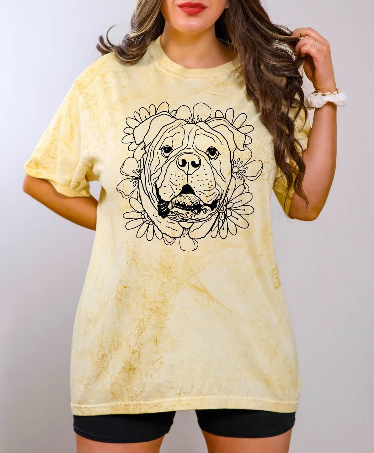 Bulldog Floral Black 116137 DTF Transfer