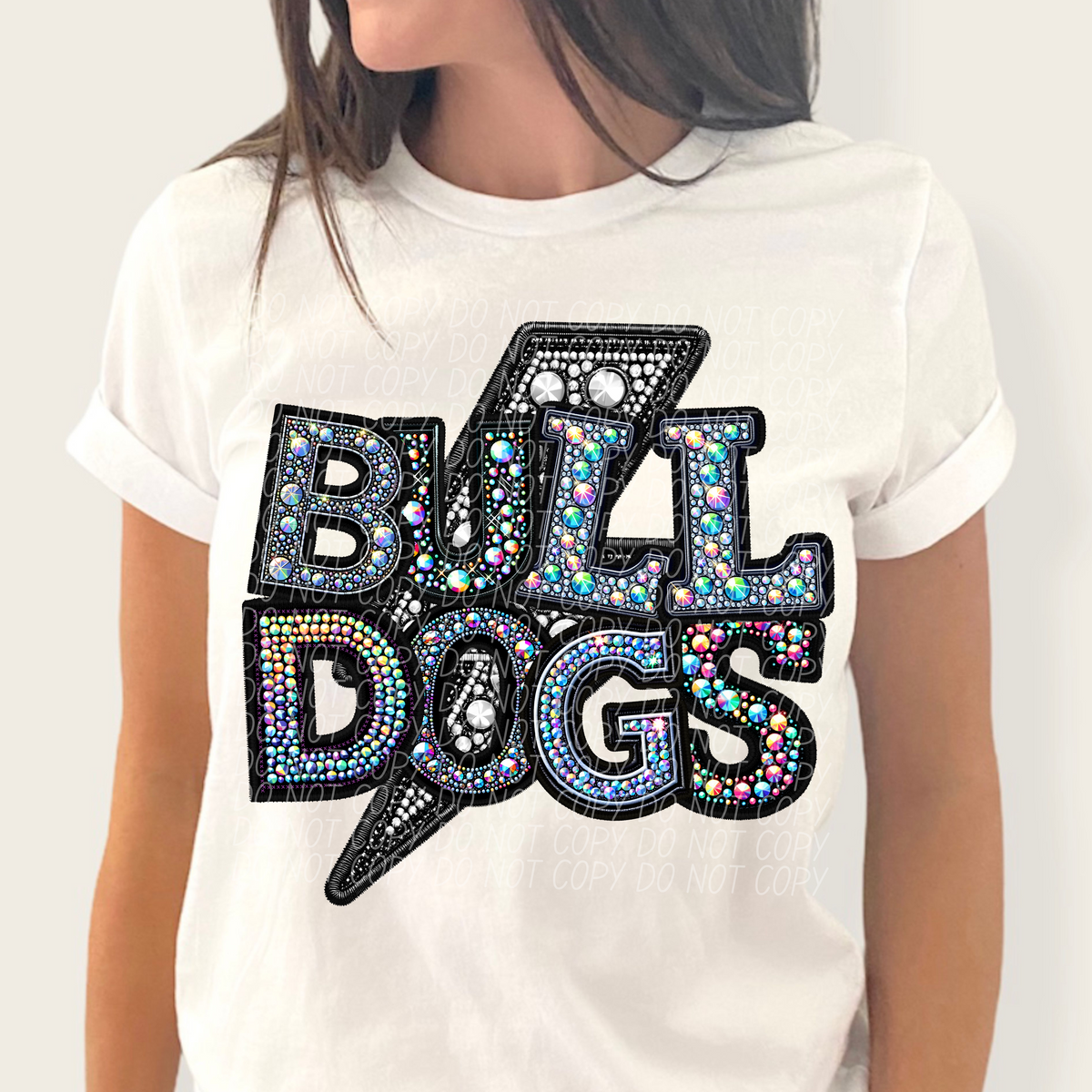 Bulldogs lightning bolt rhinestones (city) 52475 DTF transfers