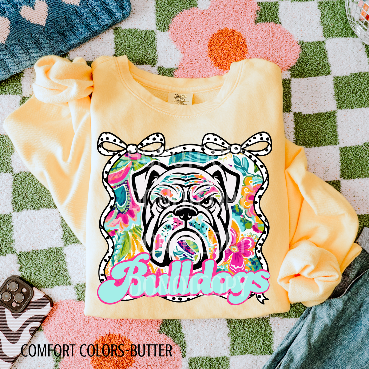 Bulldogs Colorful Bow Frame 108356 DTF transfer