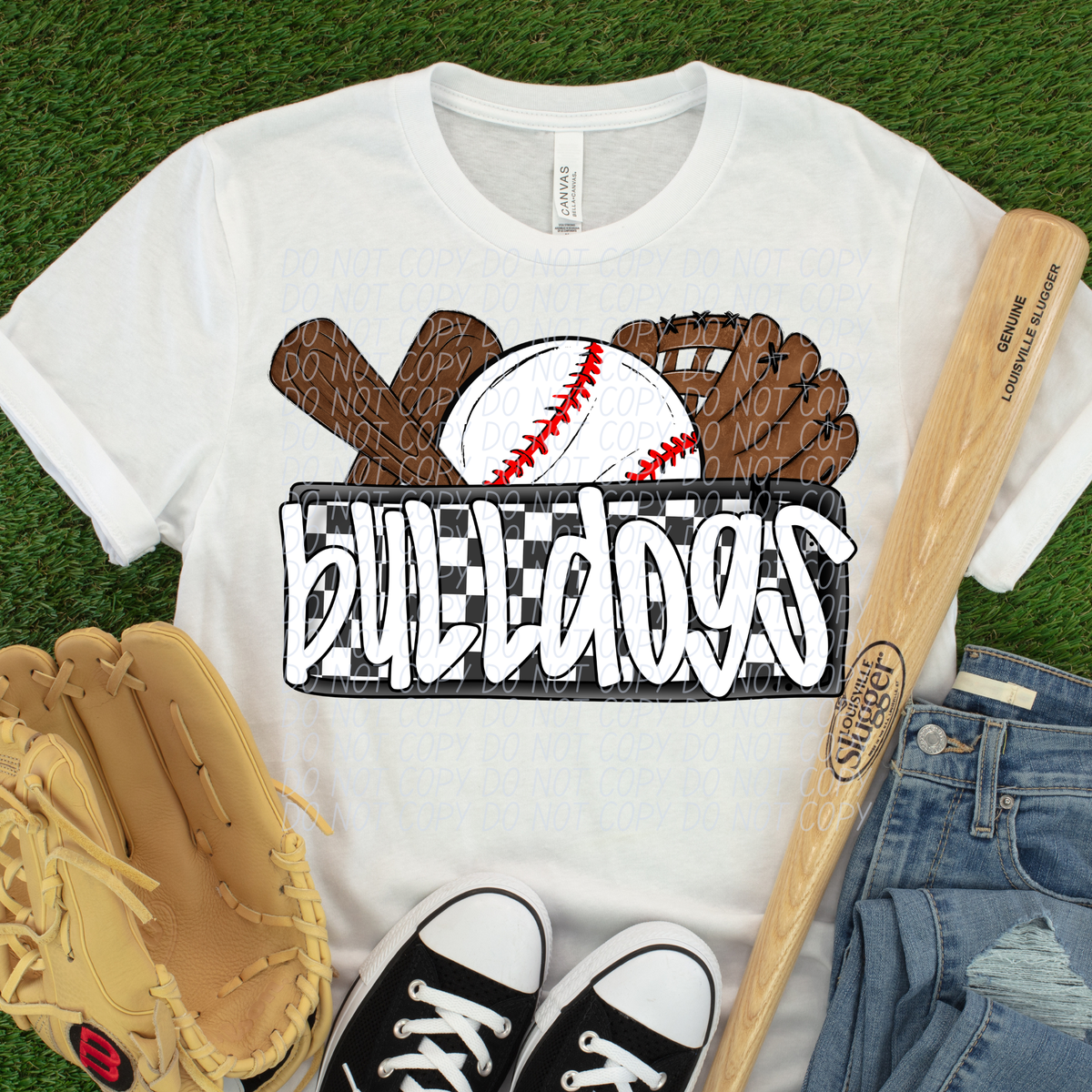 Bulldogs (Bat, Baseball, Glove, Checkered background) (City)
