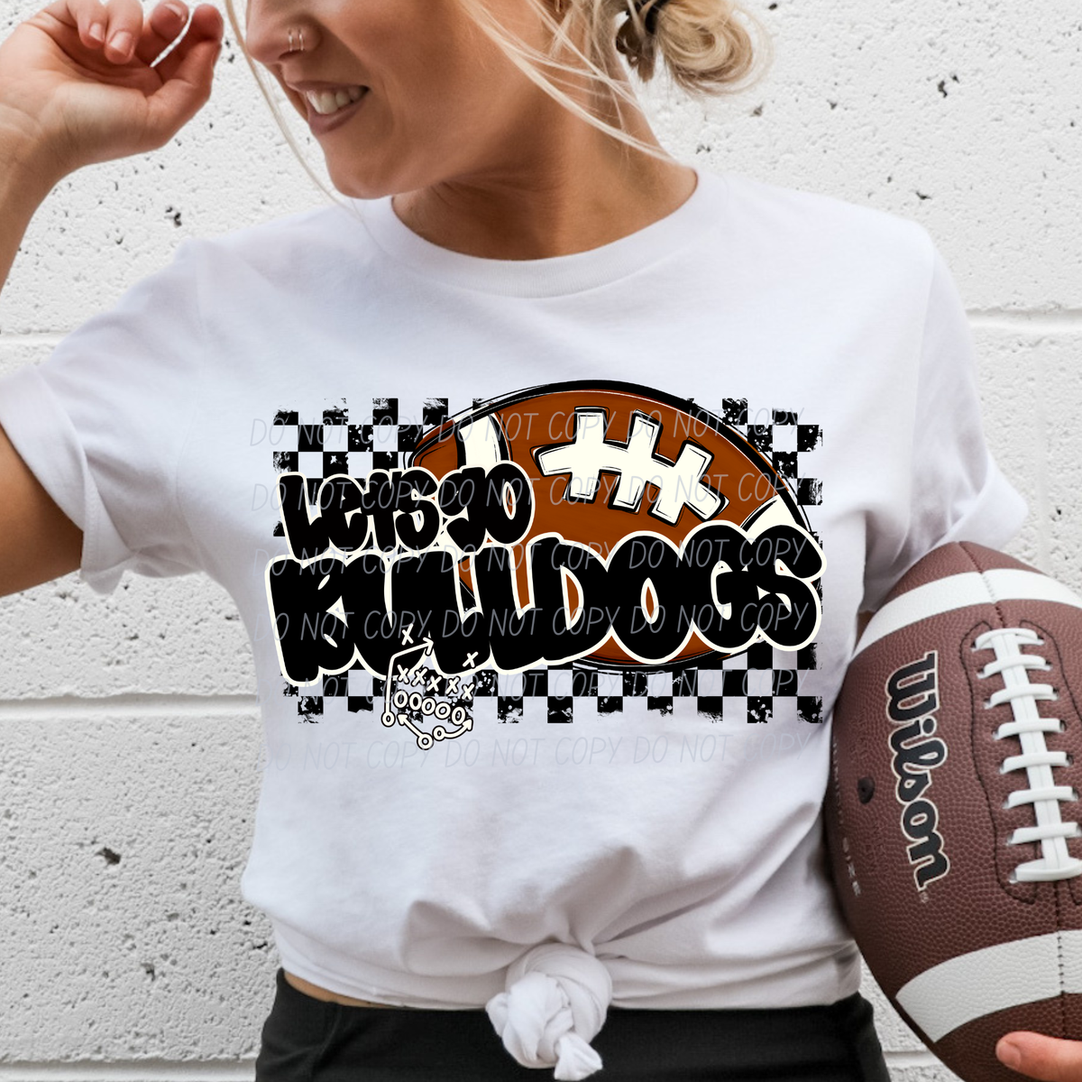Let's go Bulldogs (checkered background) (City) DTF Transfer