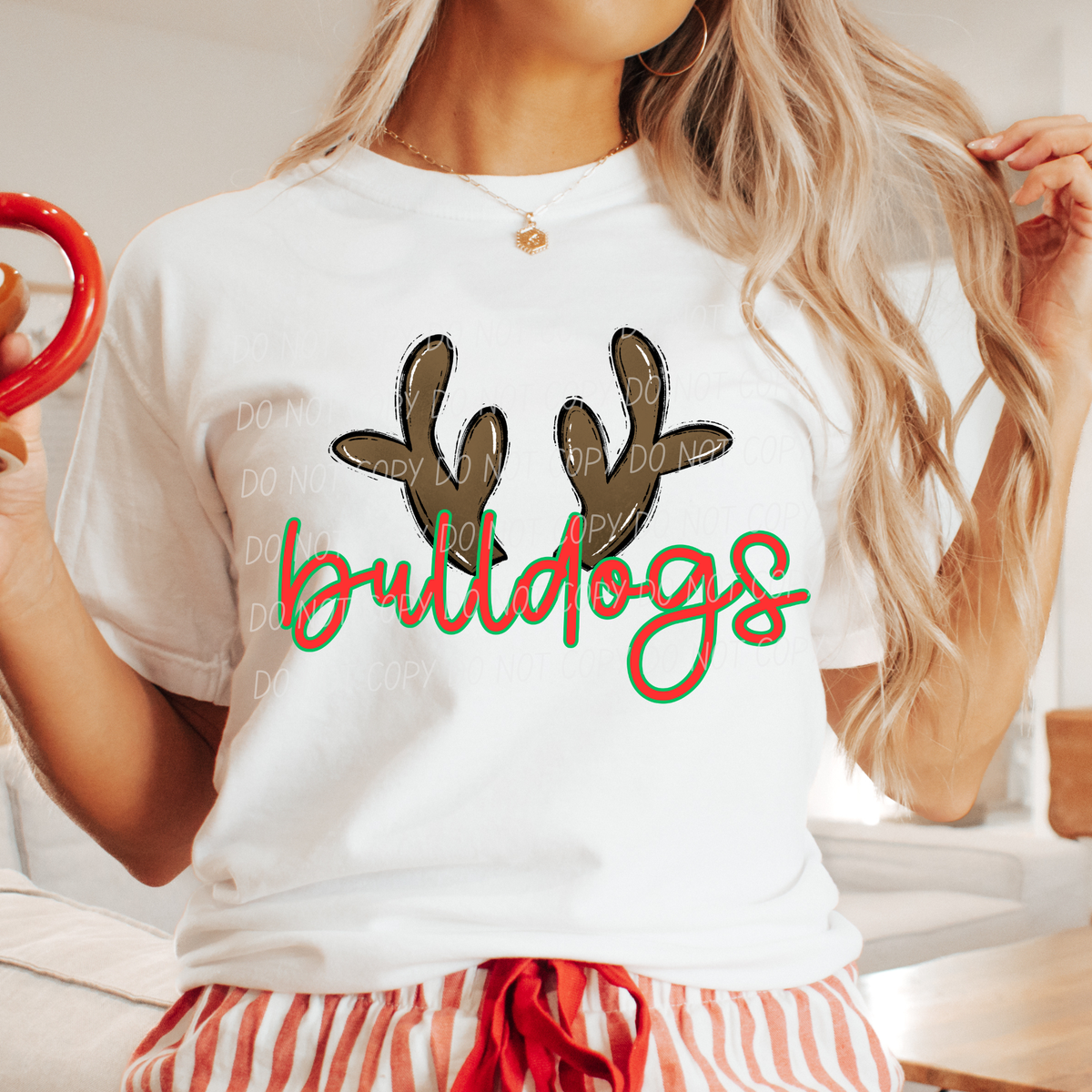 Bulldogs with reindeer antler (city) DTF Transfer