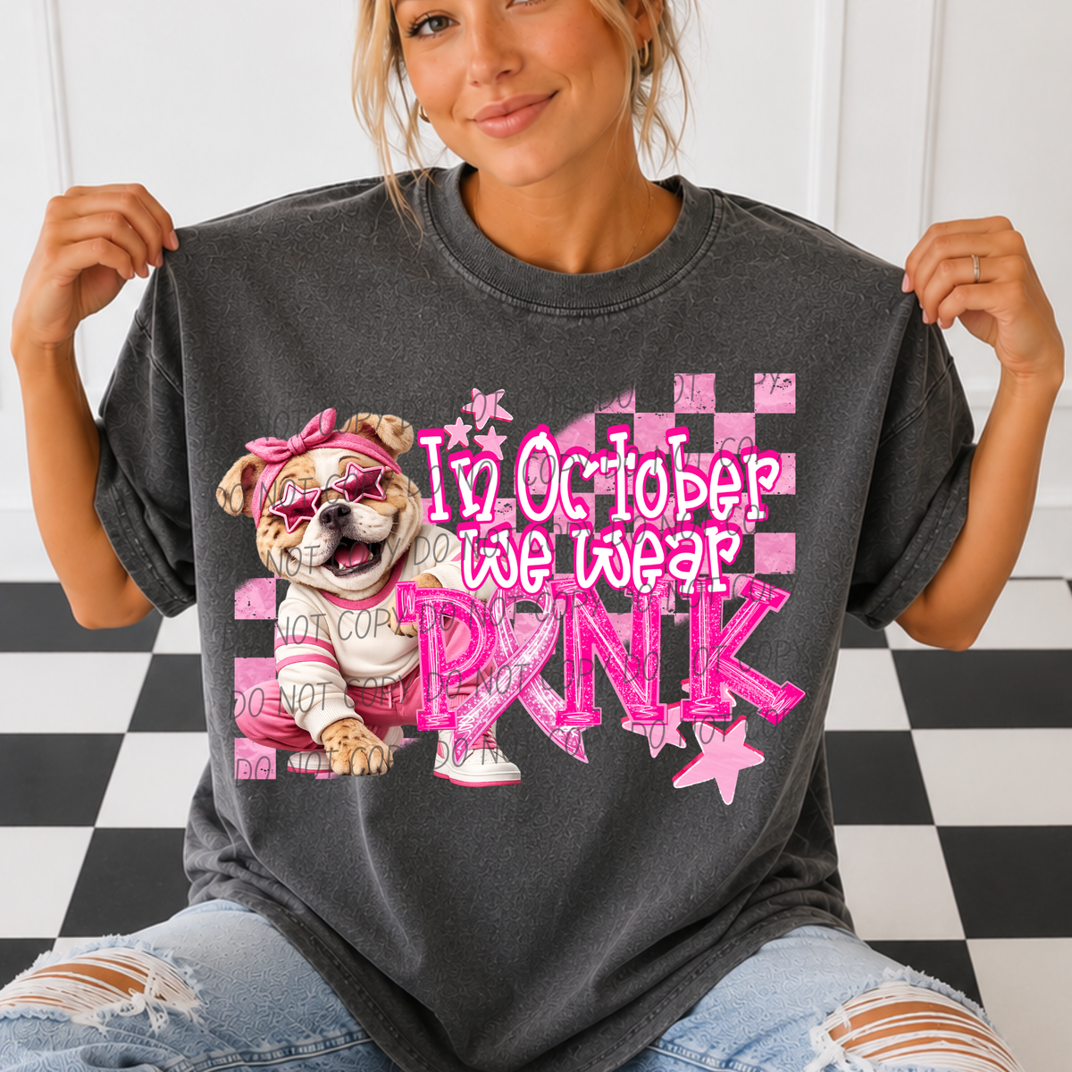 BULLDOGS- in October we wear pink (city) DTF transfer