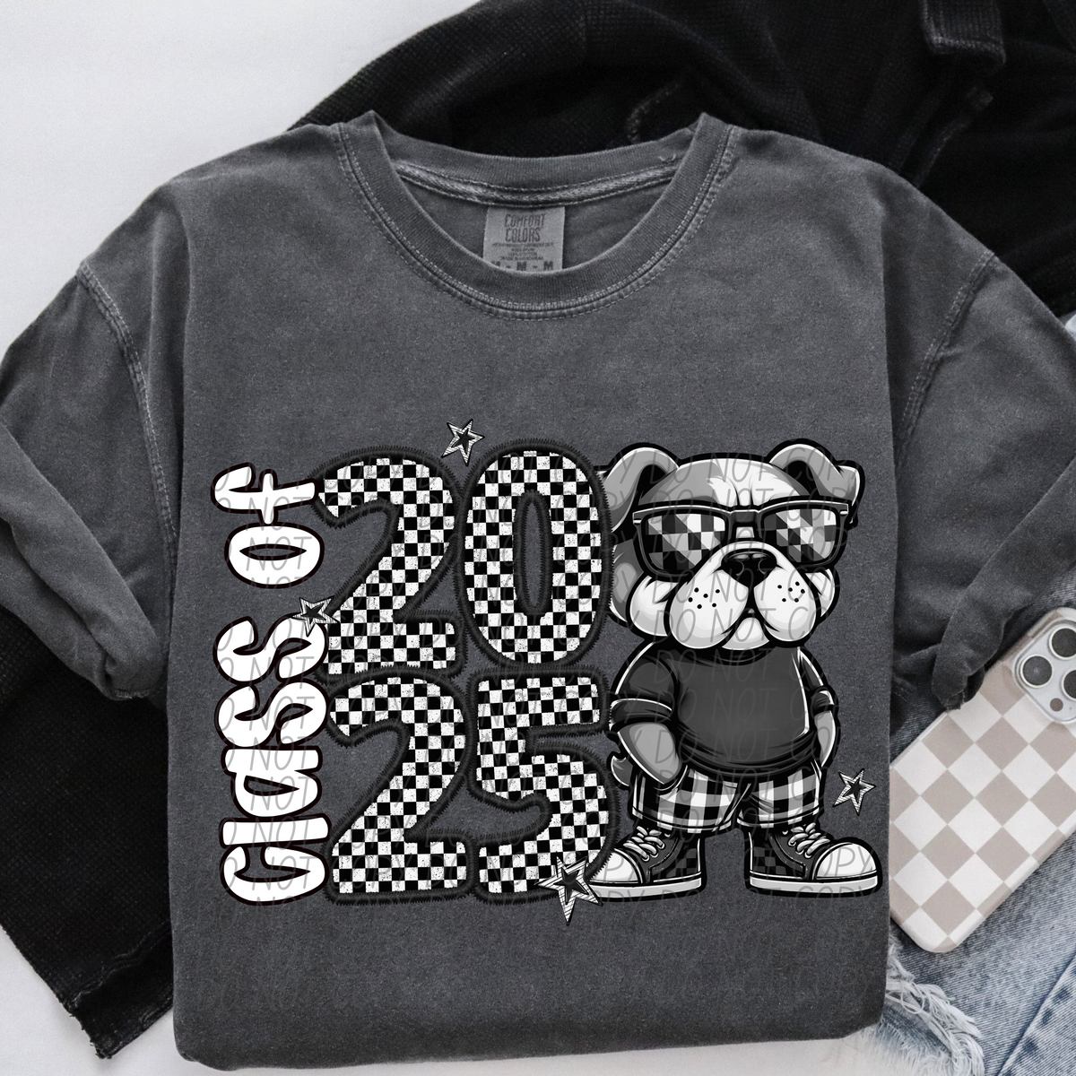 Class of 2025 Checkered Bulldog (CITY) DTF transfer