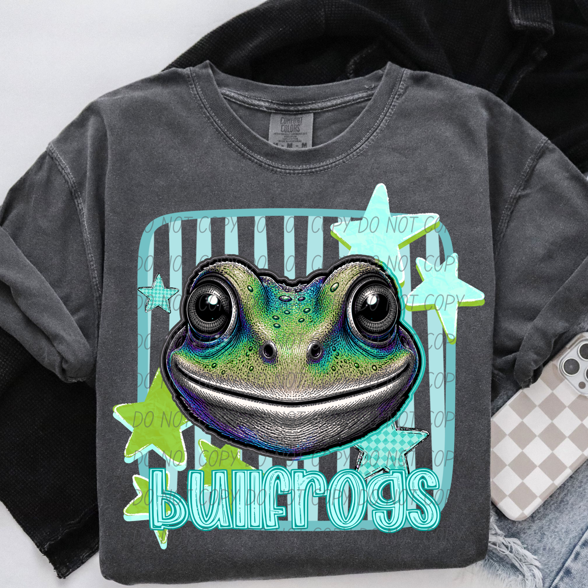 bullfrogs blue stars and stripes blue font (CITY) DTF Transfer