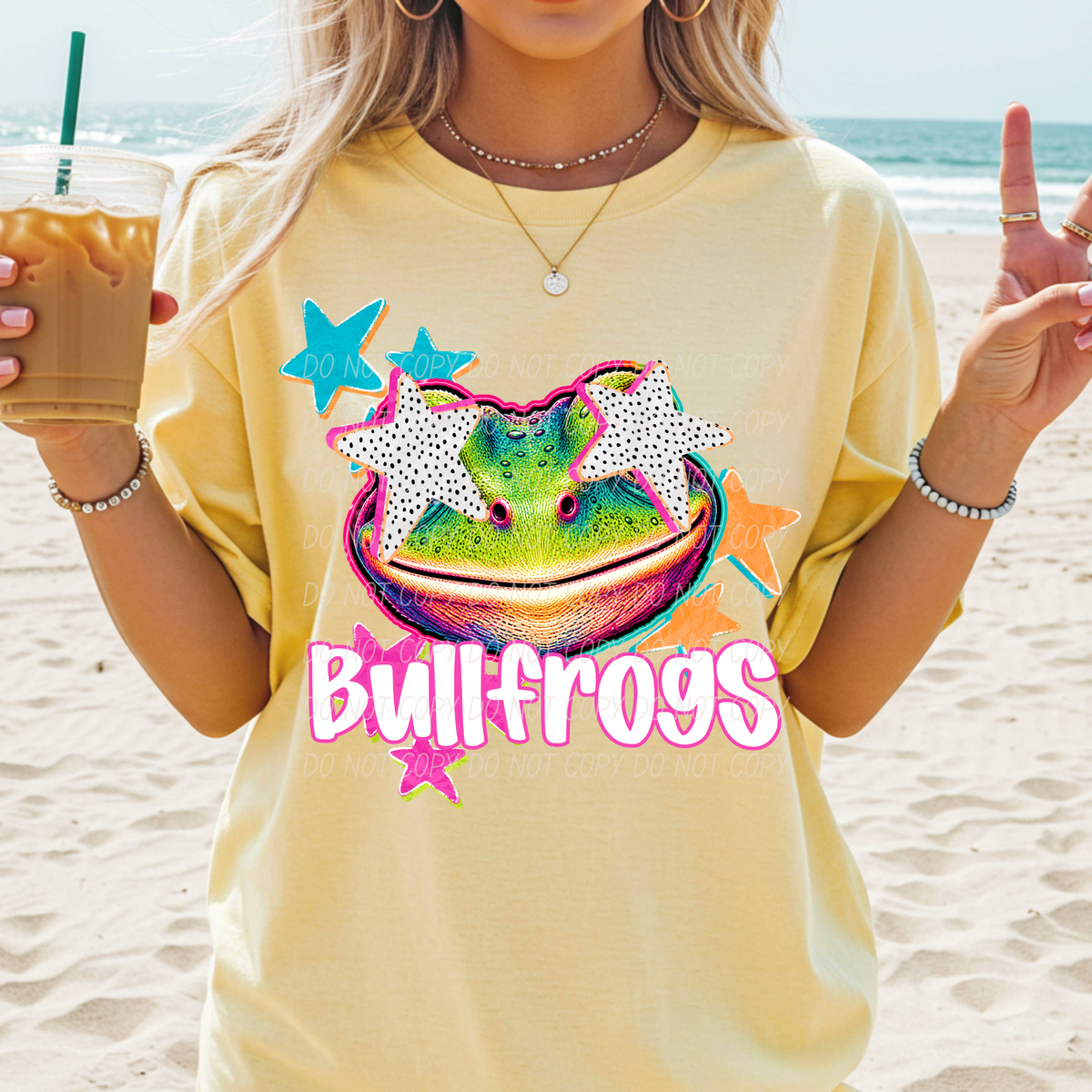bullfrogs pop art with stars (CITY) DTF Transfer