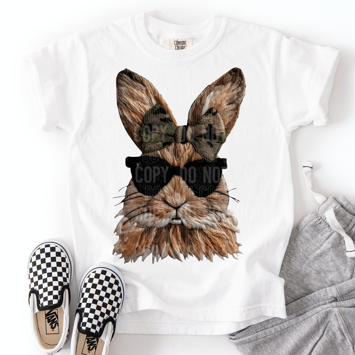 Bunny with glasses and camo bow (SBB) DTF transfer
