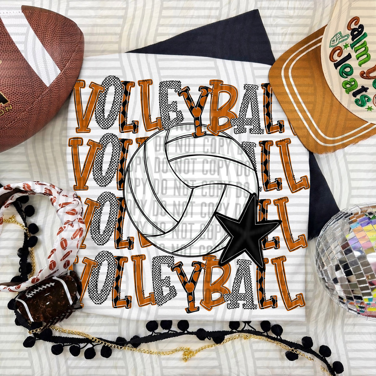 Burnt Orange-Volleyball quad stacked (Caplinger) DTF Transfer