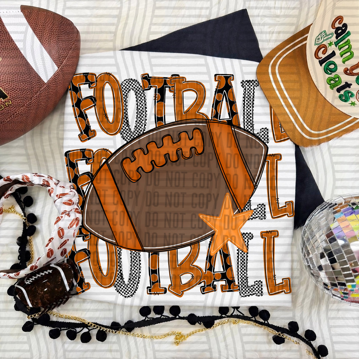 Burnt orange-Football Tri Stacked (Caplinger) DTF Transfer