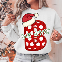 Bus Driver Polka Christmas Faux Embroidery 66560 DTF transfer