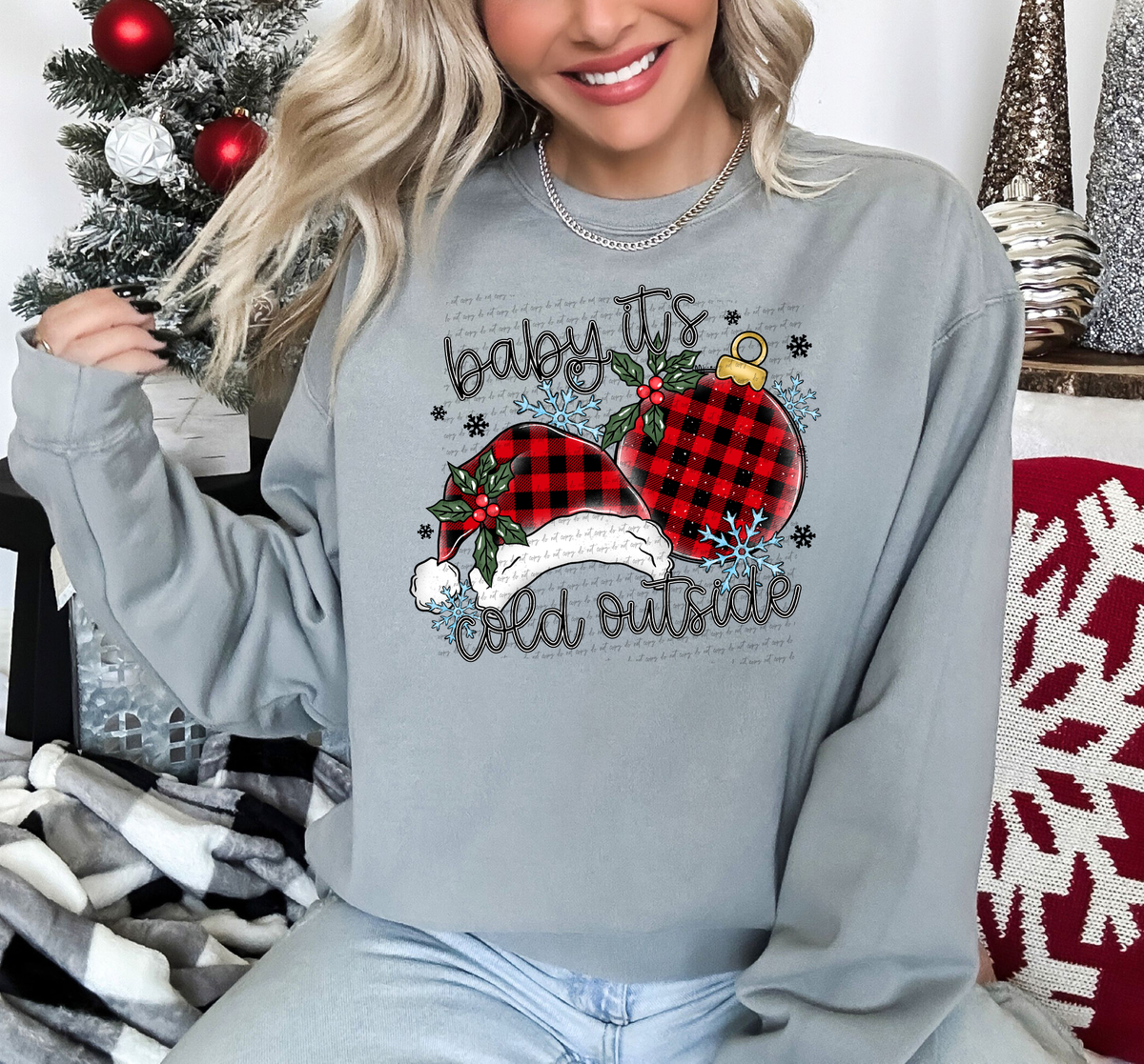 Baby It's Cold Outside Christmas Hat And Ornament 66073 DTF transfer