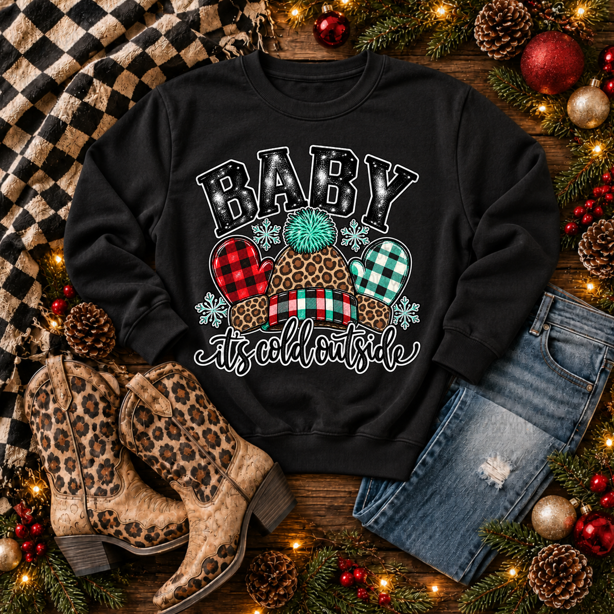 Baby its cold outside- mittens and hat (Revel) DTF Transfer