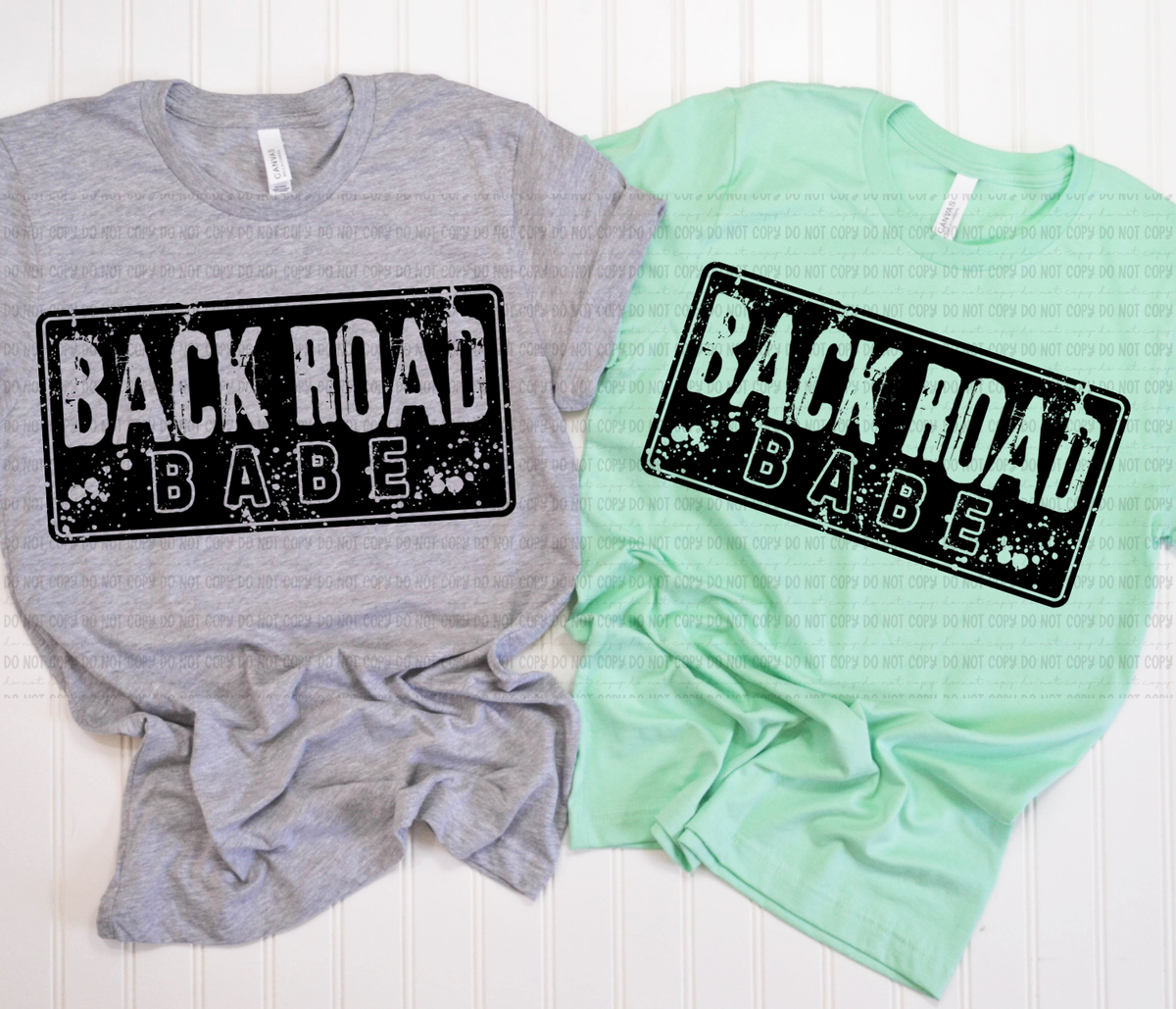 Back road babe BLACK distressed (Revel) DTF Transfer