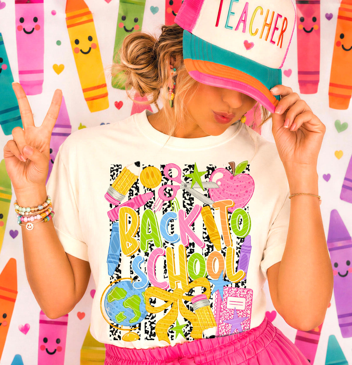 Back to school strip background (AG) DTF Transfer
